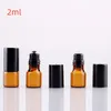 유리 병 향수 향수에 대한 DHL 3ML 5ML 10ml 미니 롤 Amber Brown 두꺼운 유리 병 에센셜 오일 강철 금속 롤러 볼