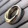 trinity ring Tricyclic crossover for woman designer Couple Size 6 7 8 for man Gold plated 18K diamond T0P quality highest counter quality anniversary gift 006