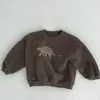 Hoodies Sweatshirts Autumn Kids Hoodies Cool Dinosaur Plus Fleece Children Pullover bekväm tröja 231102