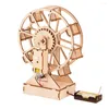 Dekorativa figurer Diy Ferris Wheel Music Box Träpussel Anti-fall Hållbar handgjord monteringsleksak för barn