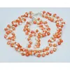 Necklace Earrings Set High Quality Women's Wedding Jewelry Set. 9MM Natural Baroque Pearls And Orange Coral. Necklace/Bracelet.