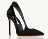 エレガントなブランドBovary Aquazzura Heel High Women Surface Sandals Shoes Leath Square Toe Mule Walking Lady Sandalias 35-43 Box