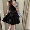 Casual Dresses White Shirt Woman Korea Japan Style Design Clothes Summer Date Girls A Line Vintage Cotton Blends Dress With Belt