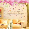 Wall Stickers XL Cherry Blossom Tree Wall Decal Removable Cherry Blossom Decal for Living Room Decoration Bedroom Modern Home Decoration 2PCS/Set 230403