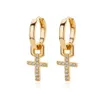 أسيار Zircon Cross Dangle أقراط للنساء الفتيات الفولاذ المقاوم للصدأ الصليب الصليب تتجه زوجين الزفاف المجوهرات الجمالية aretes 231102