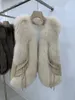 Chaleco de piel para mujer, chaqueta con diseño de empalme, moda informal, otoño 2024, 1021