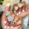 Cluster Ringe Voll Iced Out Bling Hohl Herz Ring Gold Silber Farbe 5A CZ Micro Pave Kubikzircon Ringe Hip Hop Punk Männer Frauen Schmuck 230403