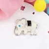 Brooches Pins LUBOV Blue White Enamel Elephant Rhinestone Inlaid Brooch Pin Trendy Women Suit Accessories