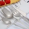 Dinnerware Sets Silver Matte Tableware Set Flatware Cutlery Stainless Steel 304 Utensils Kitchen Include Knife Fork Spoon Teaspoon