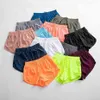 Pantalones cortos Lu Summer Nwt para mujer, pantalones sueltos con bolsillo y cremallera lateral, ropa para gimnasio, entrenamiento, correr, Fitness, cordón, ropa de Yoga al aire libreLGIL203e