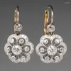 Dangle Earrings Gorgeous Flower Crystal Wedding Ladies Fashion Jewelry Micro Pave White Cubic Zircon Drop Gift