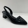 Sandalias de punta estrecha para mujer, zapatos de tacón medio grueso, sandalias con tira trasera, zapatos de verano Vintage para mujer, sandalias para mujer, zapatillas, zapatos 230403