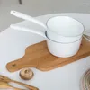 Patelnie 1.3L w stylu japońsku biały ceramika mleko garnek kuchenny kuchenna patelnia rondel z jedzeniem z długim uchwytem