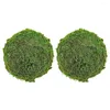Decorações de jardim 2 pcs bola de musgo artificial casa bolas verdes naturais decorar tigela enchimento