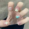 Unghie finte 24pcs Cartoon Nail Patch Stile dolce Tipo di colla rimovibile Breve paragrafo Manicure Risparmia tempo Arte