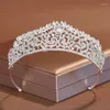 Haarspangen, Kristall-Hochzeitskrone für Braut-Accessoires, Zirkonia-Tiaras und Queens-Perlen-Strass-Braut-Tiara-Kopfschmuck