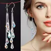 Pendant Necklaces Korean Style Simple Long Water Drop Crystal Tassel Dangle Earrings For Women Temperament Versatile Fairy Trendy Jewelry