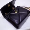 Mini bolsa crossbody de pele de carneiro com verificação de diamante para mulheres bolsa de corrente de metal com caixa de presente