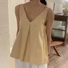 Kadın Bluzları V Boyun Tankları Camis Blusas Mujer de Moda 2023 Gevşek Tank Topları Pileli Katı Kolsuz Beyaz Gömlek Günlük Gömlek