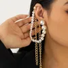 Backs Orecchini DIEZI One Piece Hyperbole Long Chain Nappa Wedding Fashion Pearl Clip per donna Accessori gioielli Ear Cuff