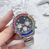 Novos relógios de pulso para homens 2023 Mens relógios todos os mostradores funcionam quartzo assistir alta marca de luxo de alta marca cronógrafo Relógio Rol Strap Strap Montre de Dayt tipo dois