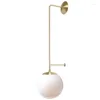 Wall Lamp Modern Bronze Gold Golden LED Light Up Down Bathroom Copper Color Glass Ball Sconce