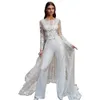 2023 Manches Longues Mariée Combinaisons Robe De Mariée Avec Train Détachable Dentelle Appliques Dos Nu Sexy Plage Robes De Mariée 2023 Pays Robe De Novia