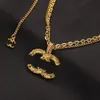 18K Gold Plated Luxury Brand Designer Double Layer Pendants Necklaces Stainless Steel Letter Sweater Choker Pendant Chain Jewelry Accessories Gifts