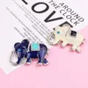 Brooches Pins LUBOV Blue White Enamel Elephant Rhinestone Inlaid Brooch Pin Trendy Women Suit Accessories