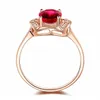 Bagues de cluster 18 carats couleur or rose rouge cristal rubis pierres précieuses diamants pour femmes chic bijoux bague bijoux mode fête cadeaux accessoire