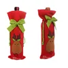 Décorations de noël 3 pièces/paquet pour la maison 2023 dessin animé cadeau bouteille de vin rouge sacs couverture vêtements arc pansement dîner fête