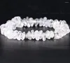 Strand Clear Quartz Crystal Chip Bracelet Handmade Stretch Natural Stone Bracelets Irregular Nuggets Lotus Flower Healing Jewelry