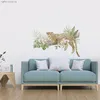 Wall Stickers Cartoon animal leopard wall stickers suitable for nursery kindergarten mural stickers forest animals and plants home decoration 230403