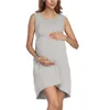 Sukienki macierzyńskie 2023 Sukienka bez rękawów okrągłe szyi modne kobiety w ciąży odzież karmienia piersią ciąża Q06201