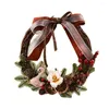 Decorative Flowers 1PC Red Christmas Wreath For Front Door Gold Window Wall Decorations 2023 Garland Ornament Guirnalda Navidad