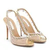 Sandale de mariage Lampe en cristal décoration plate-forme pompe PVC gros talons bloc chaussures à bout ouvert peep orteils Slingbacks jolies chaussures de soirée chaussures pour femmes Aquazzuras-