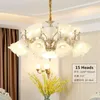 Lámparas colgantes Moderna Europea Fancy LED Aleación Droplight Lámpara Restaurante Luz Moda Elegante El Hall Glass Lampshade LightPendant