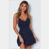 Casual Dresses Euro-America Style Summer Women Dress Sleeveless Dots V-neck Frenulum Fashion Pretty Sexy Slim