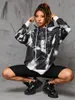 Dames Hoodies Bold Shade Gothic Donkere Tie Dye Print Sweatshirts Jaren '90 Grunge Streetwear Vrouwen Herfst Punk Capuchon Losse Pentagram Truien