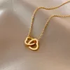 Luxury Non Tarnish 18K Gold Plated Crescent Fishtail Heart Pendant Women 316L Stainless Steel Necklace Jewelry