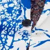 남자 양복 블레이저스 남성 파티 캐주얼 블레이저 프린트 블루 대나무 패턴 디자인 슬림 핏 의류 프린트 슈트 재킷 웨딩 드레스 코트 231102