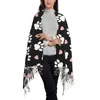 Foulards Lady Long motif de pattes chien blanc femmes hiver automne doux chaud gland châle enveloppement jolis coeurs roses chiot écharpe