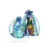 Sacs de rangement Coralline Organza Dstring Bijoux Emballage Pochettes Sacs de rangement Party Candy Wedding Favor Sac cadeau Design Sheer avec Gil Dh7Sv