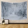 Tapisserier Fantasiträd i Snowy Forest Tapestry Wall Hanging Christmas Wonderland Art For Bedroom Living Room Party Decor