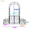 Metal Garden Arches with Gate 79.5'' x 86.6'' Climbing Plants Support Rose Clematis Arch plant frame Outdoor Black