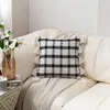 Kussensloop Noordse eenvoudige garen-geverfde plaid rond Tassel Sofa Cushion Cover Home Decoration Model Room