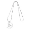 Hot sale Women gift stainless steel silver cut out soft enamel moon sailor pendant fashion jewelry necklaces with ball chain