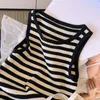 Ropa de dormir para mujer, camiseta sin mangas de punto con correas colgantes para prendas de vestir, parte de atrás bonita, camisa inferior sin mangas a rayas