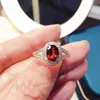 Cluster Rings Elegant Garnet Silver Ring For Party 6mm 8mm VVS Grade Natural Solid 925 Jewelry