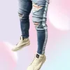 Jean Slim pour hommes, pantalon en Denim, style décontracté, Slim, motard, trou au genou, hip hop, déchiré, délavé, en détresse, 8464494